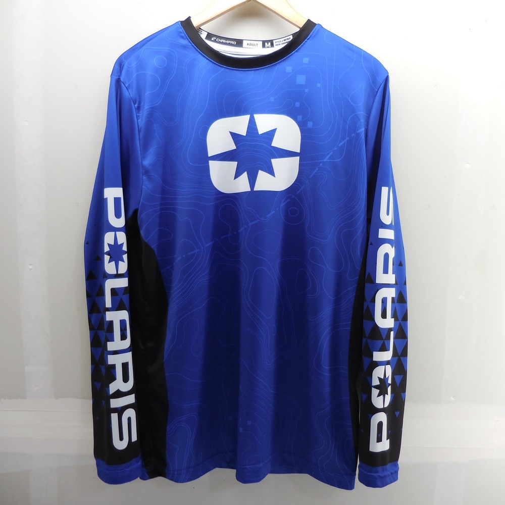 Polaris Champro Blue Black Long Sleeve Performance Jersey Mens Medium Offroad